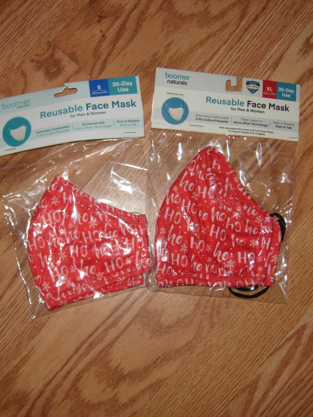 2 Boomer Naturals Reusable Face Masks- S & XL